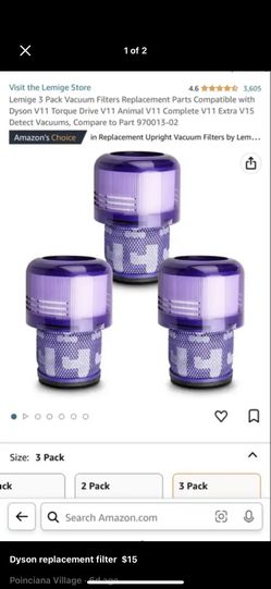 Lemige 3 Pack Vacuum Filters Replacement Parts Compatible with Dyson V11 Torque Drive V11 Animal V11 Complete V11 Extra V15 Detect Vacuums, Compare to