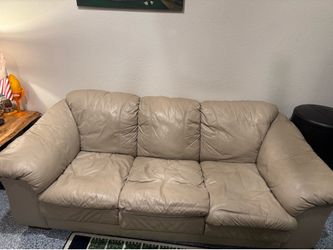 Tan leather couch