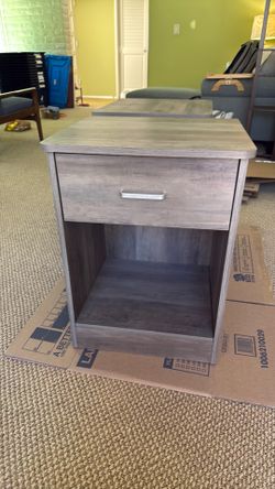 Nightstand Set of 2 with Drawer and Storage Shelf