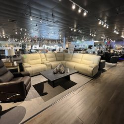 Beige 6pc Power Reclining Sectional 