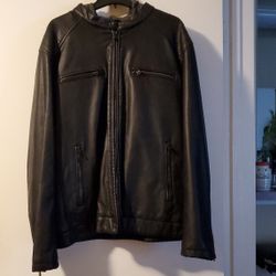 Levi's Faux Leather Black Hooded Jacket 