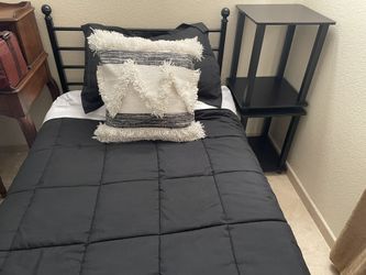 Foldable, Single Bed Frame +Mattress +Sheets, Pillows And Comfortable 