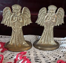 Brass Angel Set Of 2 Candle Holders Christmas Decor
