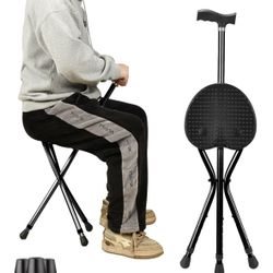 New Walking Cane With Seat (Black)