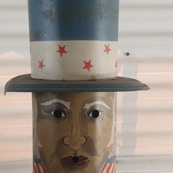Uncle Sam American Folk Art Hanging Tin Decoration Made 1990