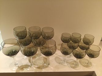 Vintage Sasake Coronation Crystal Wine Glasses 