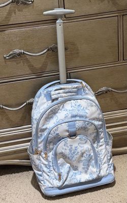 Pottery Barn LoveShackFancy Blue Damask Rolling Backpack
