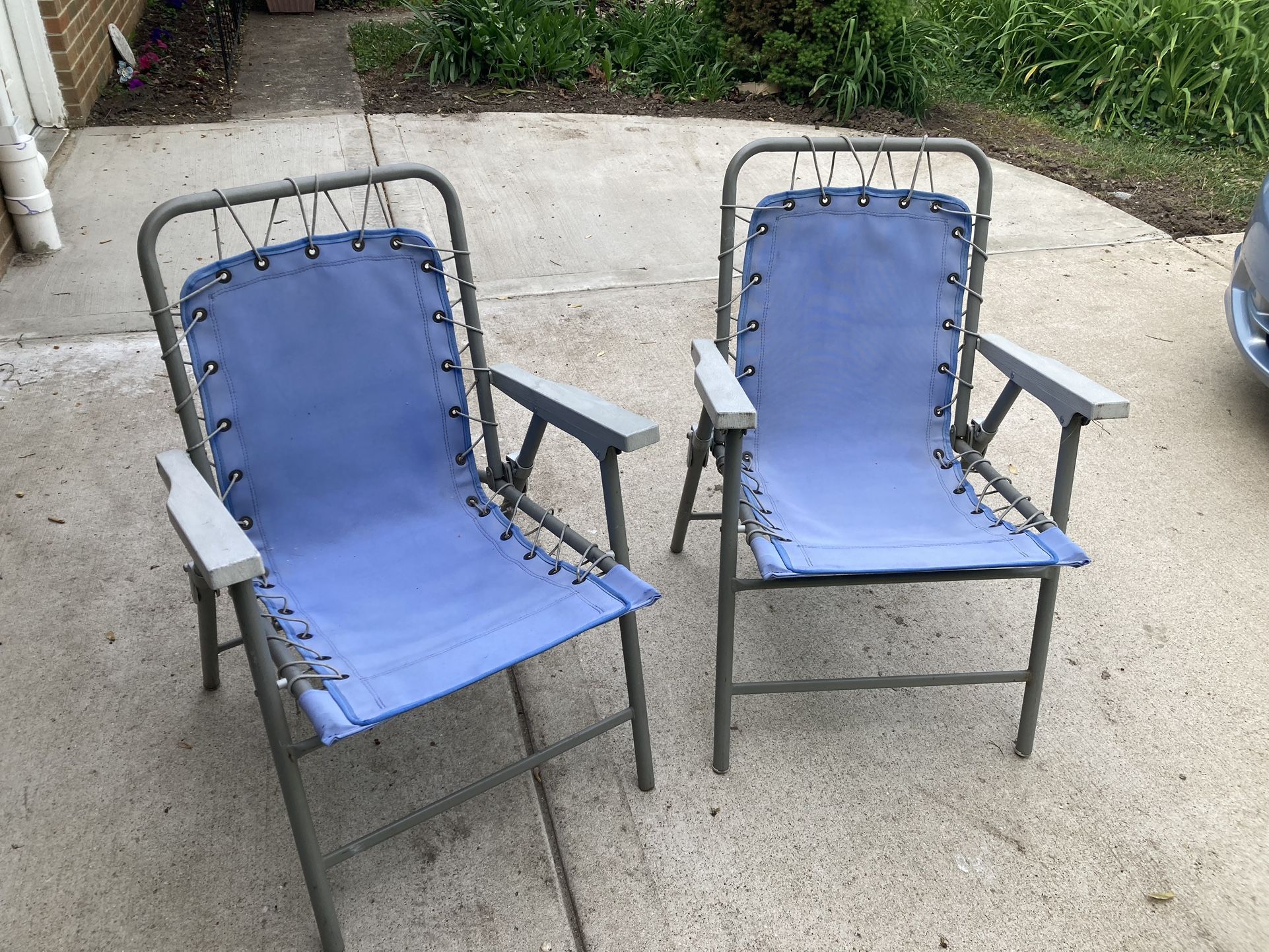 2 Cloth and Metal Folding Chairs