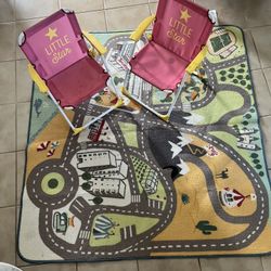 Kids folding chairs (2) + play rug