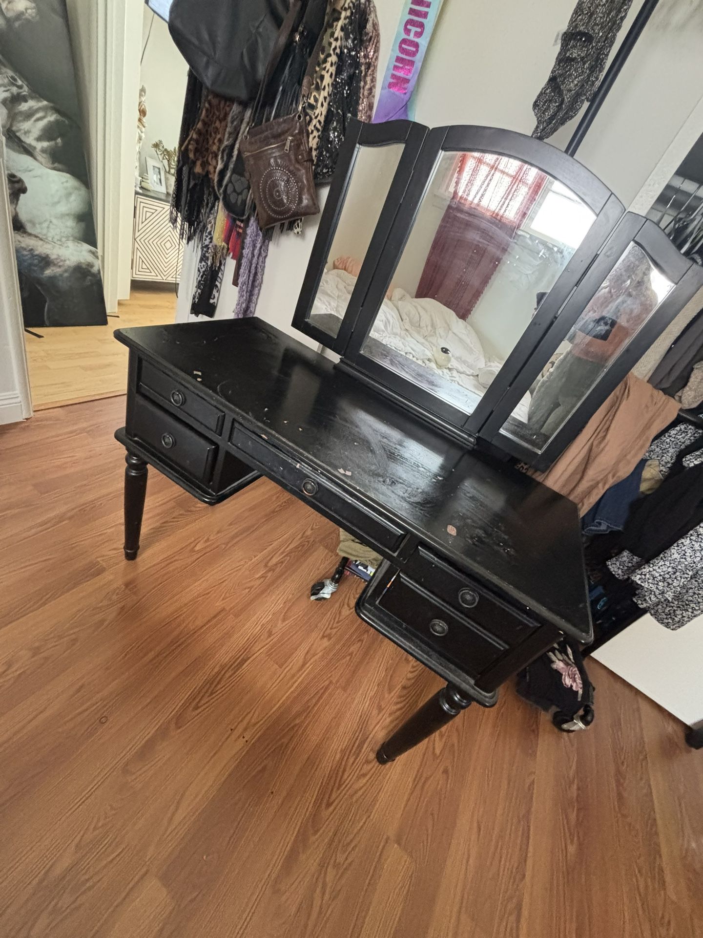 FREE Black Wood Make Up Vanity