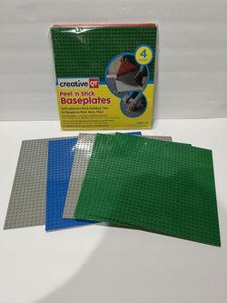Lego Compatible Base Plate X9, 4 Peel And Stick