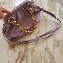 Purple Adjustable Strap Crossbody Bag Women Gold Chain 