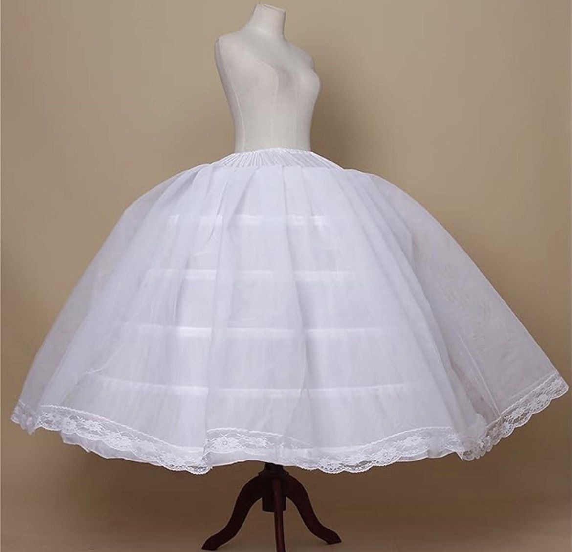 Women Puffy Crinoline Petticoat 6 Hoop 2 Tulle Layers Skirt Slips Long Underskirt for Quinceanera