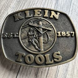 Vintage KLEIN TOOLS 125th Years Brass Belt Buckle 