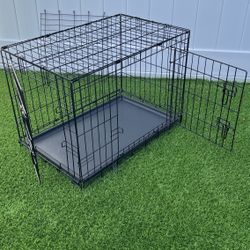 Double Door Foldable Pet Crate / Cage / Kennel (30”L X 19”W X 21” H)