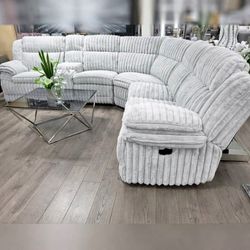 Light Gray Colour Corduroy manual Motion Sectional Living Room Sofa