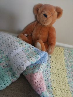NEW 64 X 48 CROCHETED BLANKET