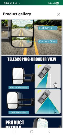 Towing Mirrors Manual Operated Textured Black Telescoping fit for 2007-2013 Chevy/GMC Silverado/Sier