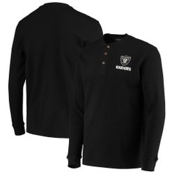 Men's Las Vegas Raiders Dunbrooke Black Logo Maverick Thermal Henley Long Sleeve T-Shirt
