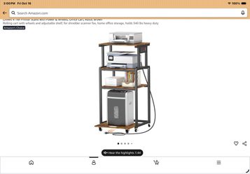 4 Tier printer stand with power & wheels