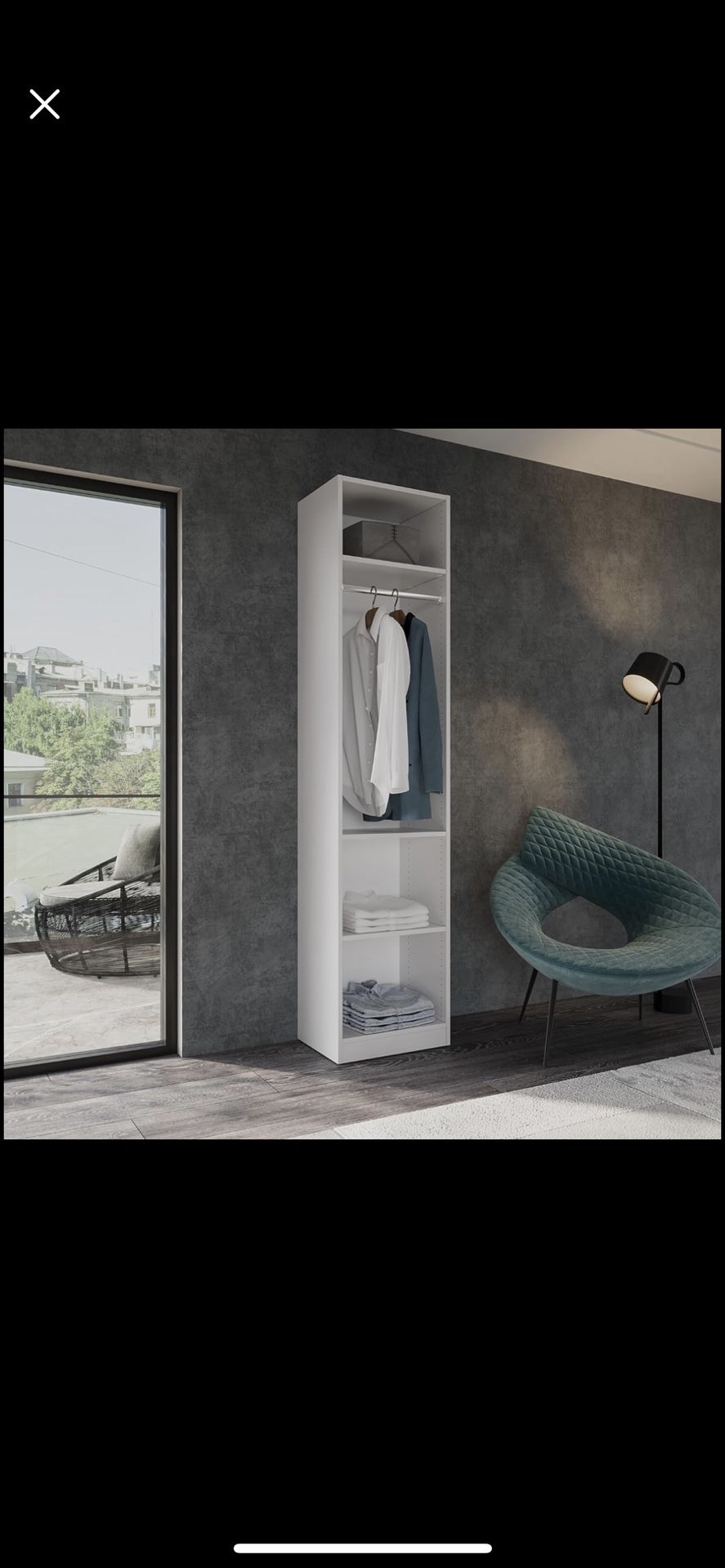 JY Furniture Armoire Wardrobe Closet, Particle Wood with Adjustable Shelves, Hanging Rod for Bedroom, Dressing Room, White 