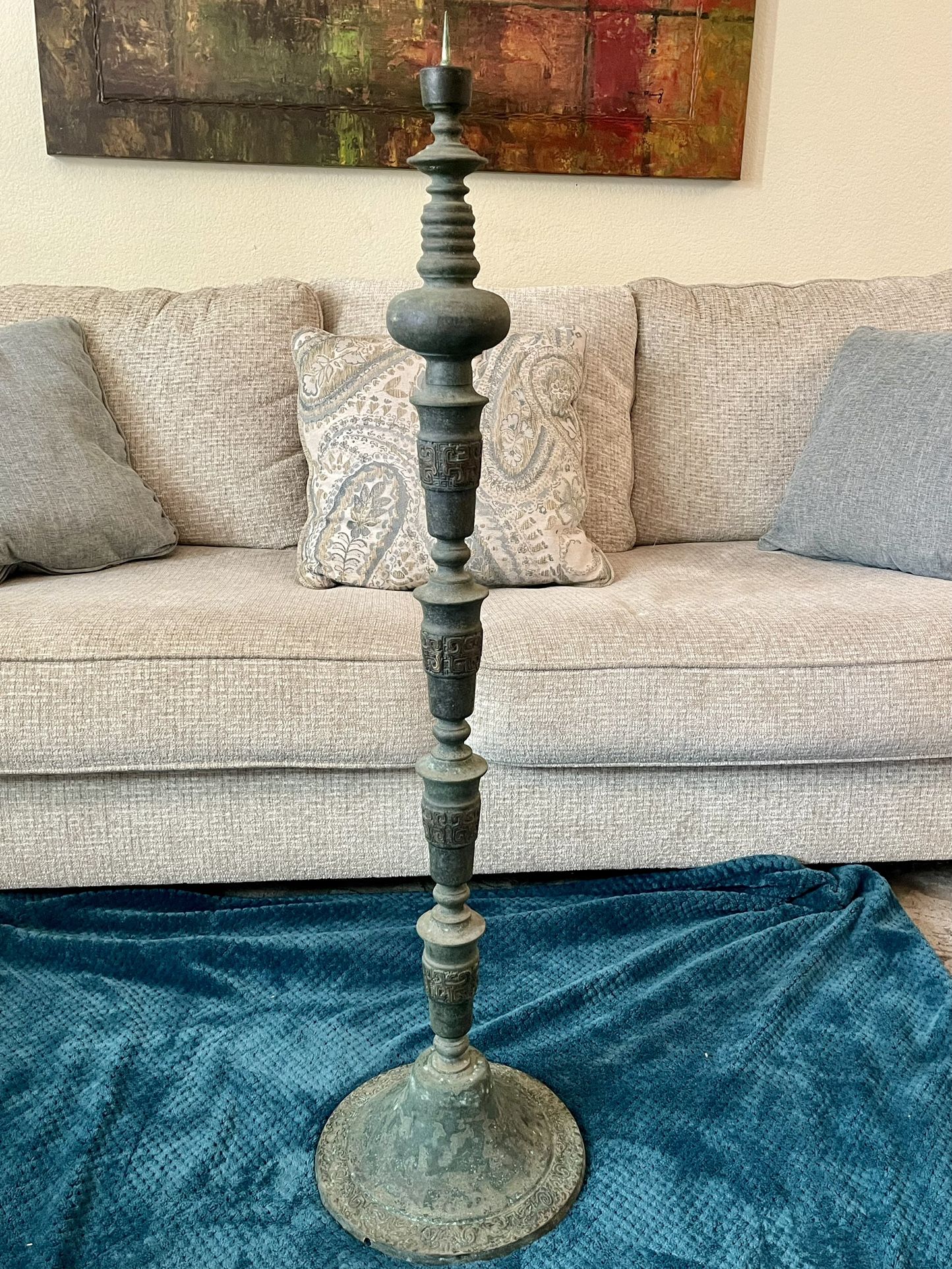 Green Verdigris Antique Candle Holder