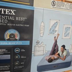 Intex Essential Rest Queen Airbed w/ Built-in Pump – New! + Free Gift!