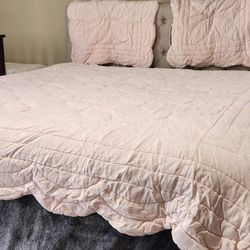 Pottery Barn Kids Pink Quilted Comforter and 2 Pillow Shams