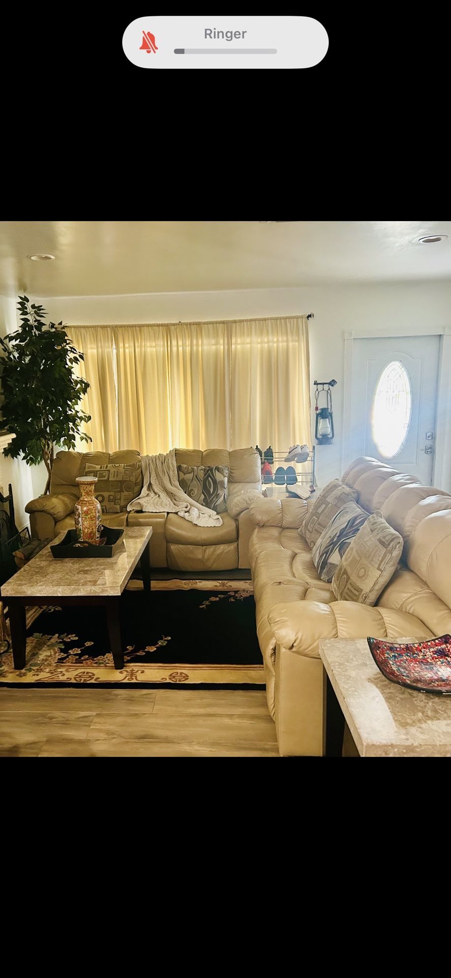 Real Leather Sofa Set And Computer Desk For Sale