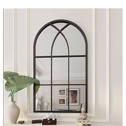 ironsmithn Wall Mirror Mounted Decorative Long Hanging Arched Window Frame Decor Wall-Mounted for Bathroom Vanity, Living Room or Bedroom