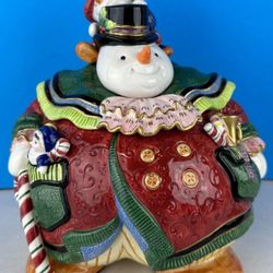 Snow Guys Cookie Jar Fitz and Floyd Essentials 2068/3 Snowman with Original Box