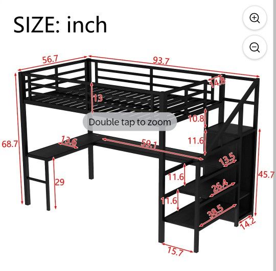 Full Size Loft Bed With Desk And Storage
