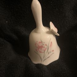 Very Dainty Looking Ceramic Bell Adorned With Butterfly And Flowers