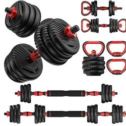 Adjustable Dumbbell and Barbell Set with Kettlebell Mode