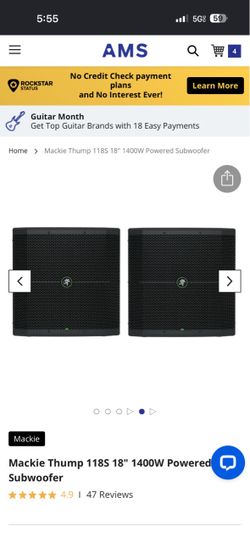 For sale 2 - Mackie Thump 118S 18" 1400W Powered Subwoofer