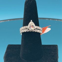 #- 135 Beautiful 7 Carat Moissanite Pear Shape Engagement Ring Set - Statement Piece Size 8