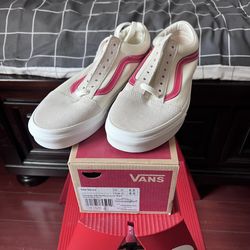 Vans Old Skool Cream Red Rococco Size 6.5