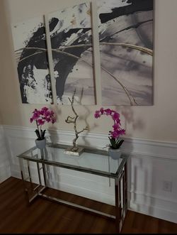 Modern Glass & Chrome Console Table – Excellent Condition