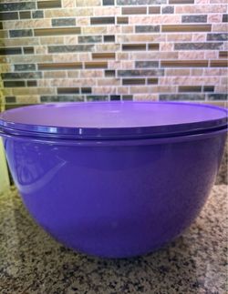 Large Purple Plastic Bowl with Lid