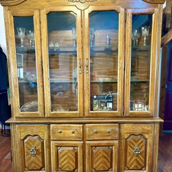 Solid Oak China Cabinet 