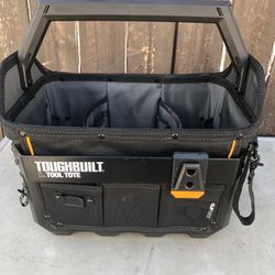TOUGHBUILT Large Polyester 16" Tote Open Top Tool Bag Box Hard Waterproof  Base