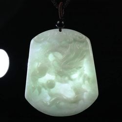 Gorgeous Grade A Natural Green Jade Jadeite Necklace Pendant Hand Carved Dragon 