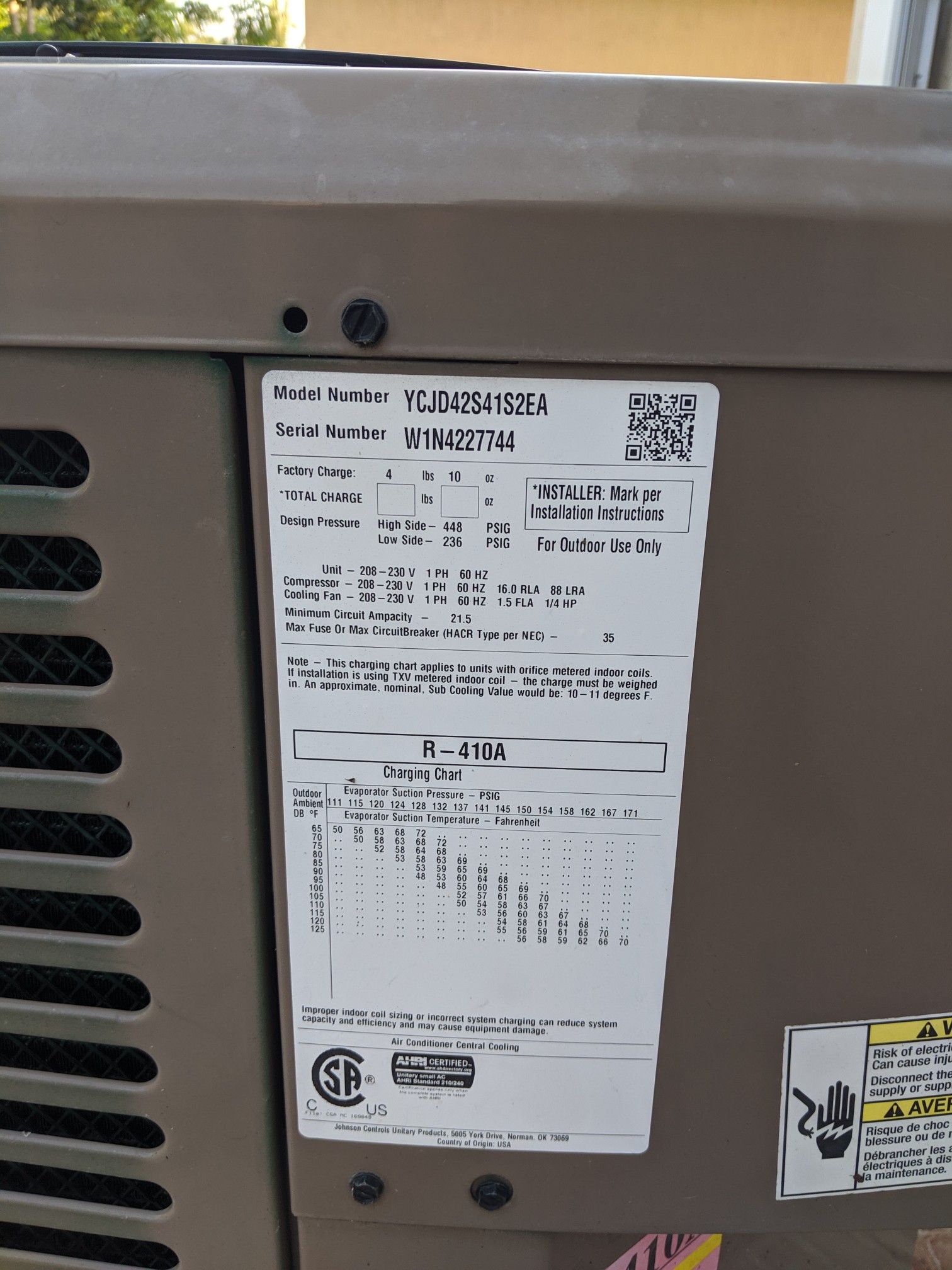 York 3.5 Ton Condenser. 2016 under Warranty until 2026. for Sale in