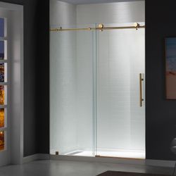 MBSDC4876-BG Frameless Shower Doors 44-48" Width x 76"Height with 3/8"(10mm) Clear Tempered Glass in Brushed Gold Finish