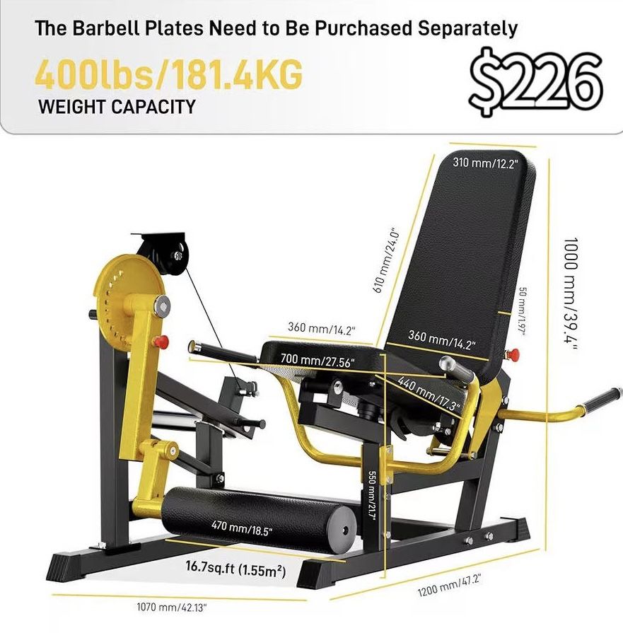 ✌️ Leg Extension and Curl Machine for Home Gym, Adjustable Leg Workout Hamstring Curl Machine with Heavy Duty Frame and Smooth Cable System