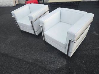 Emma and Oliver Contemporary White Pair of LeatherSoft Chairs