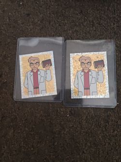 Pokemon Professor Oak Holographic Sticker Cards x2