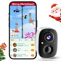 Bird Feeder Camera Solar Powered, Auto Capture Bird Videos & Arrival Alerts, Smart Bird Camera with Coolfly App, Outdoor Bird Cam for Any Backyard Fee