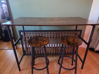 Kitchen Island with Bar Stool Seating & Storage, Bar Table, Desk