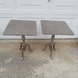Hammered side tables.